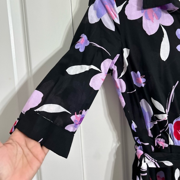Calvin Klein Women's Floral 3/4 Sleeve Black/Purple Shirt Maxi Dress Size 6 - Picture 6 of 14